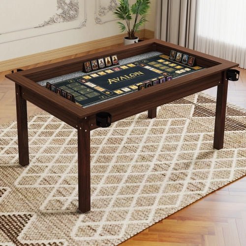 Tabletop Gaming Table – Wood – 63 - inch x 40 - inch game table with removable tabletop, in vintage brown