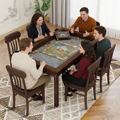 Tabletop Gaming Table – Wood – 63 - inch x 40 - inch game table with removable tabletop, in vintage brown