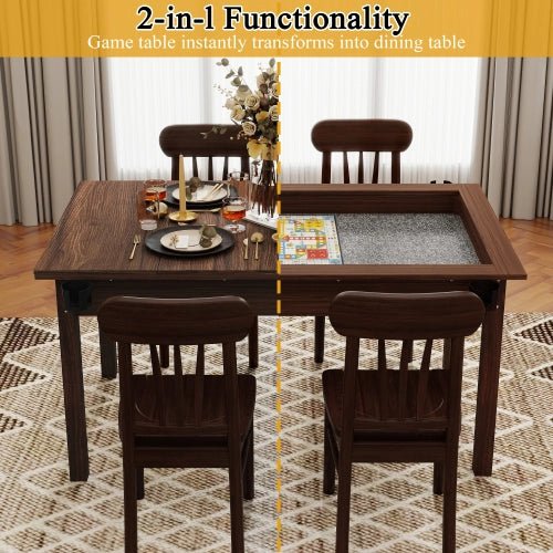 Tabletop Gaming Table – Wood – 63 - inch x 40 - inch game table with removable tabletop, in vintage brown