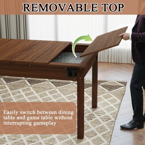 Tabletop Gaming Table – Wood – 63 - inch x 40 - inch game table with removable tabletop, in vintage brown