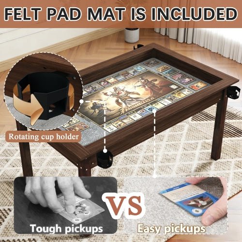 Tabletop Gaming Table – Wood – 63 - inch x 40 - inch game table with removable tabletop, in vintage brown