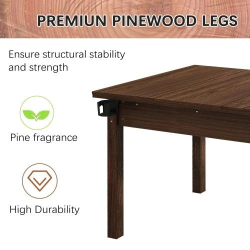 Tabletop Gaming Table – Wood – 63 - inch x 40 - inch game table with removable tabletop, in vintage brown