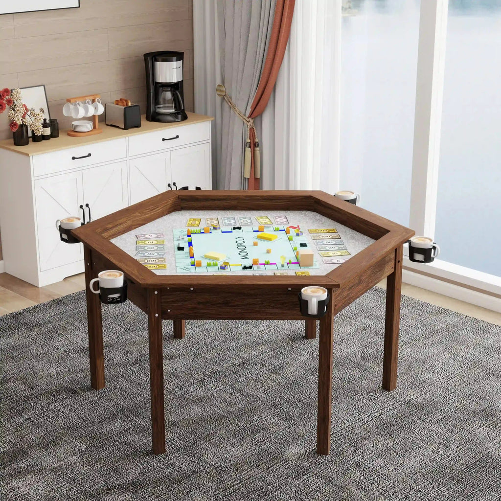 Tabletop Gaming Table – Wooden – Desktop Chess – board game table Board Game Table / Game Table for 6 Players, Hexagon