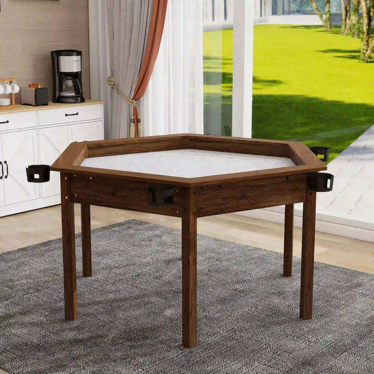 Tabletop Gaming Table – Wooden – Desktop Chess – board game table Board Game Table / Game Table for 6 Players, Hexagon