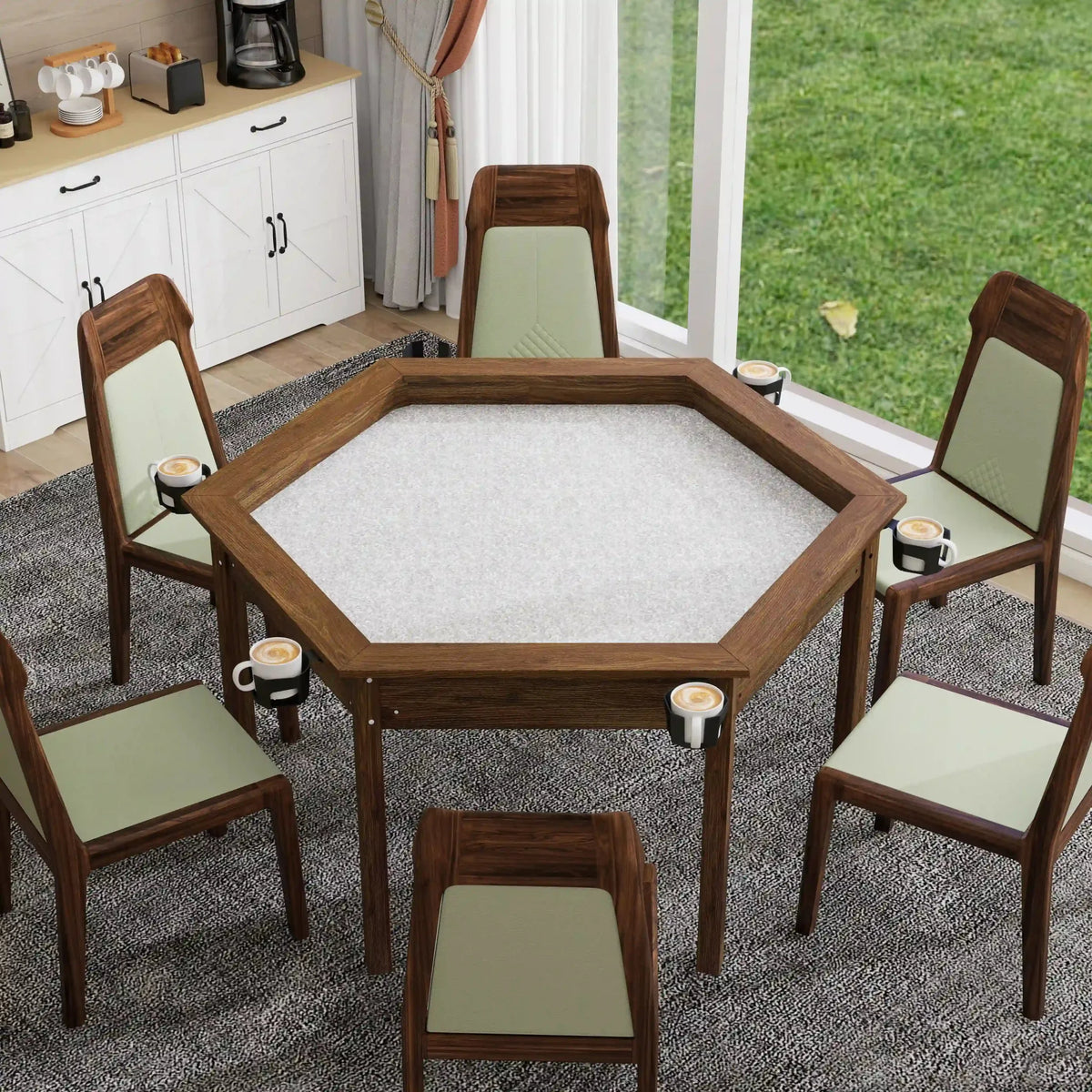 Tabletop Gaming Table – Wooden – Desktop Chess – board game table Board Game Table / Game Table for 6 Players, Hexagon