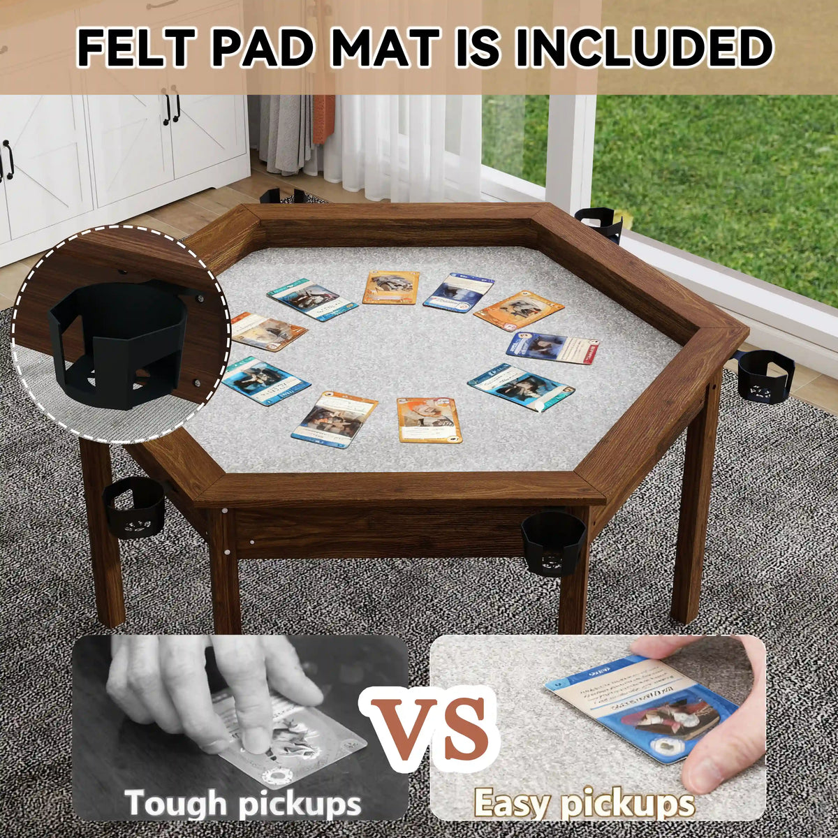 Tabletop Gaming Table – Wooden – Desktop Chess – board game table Board Game Table / Game Table for 6 Players, Hexagon