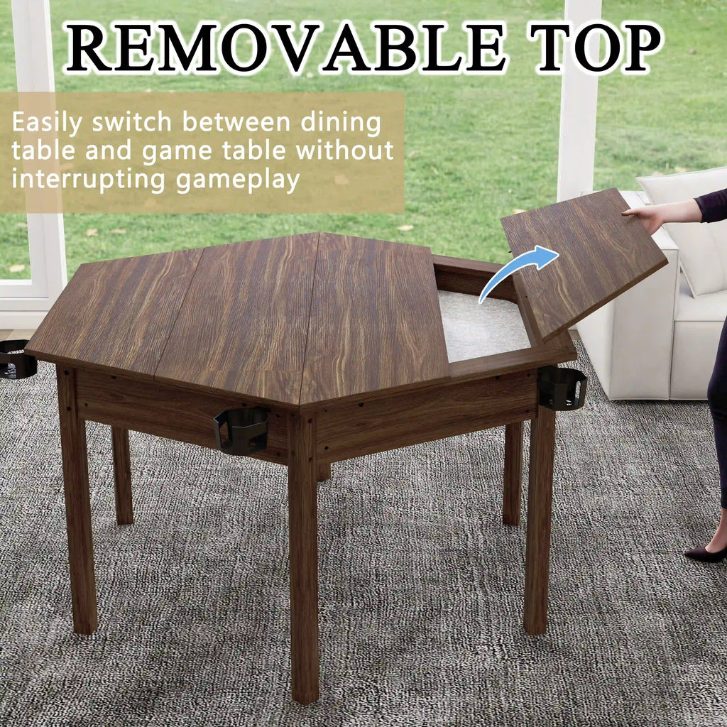 Tabletop Gaming Table – Wooden – Desktop Chess – board game table Board Game Table / Game Table for 6 Players, Hexagon