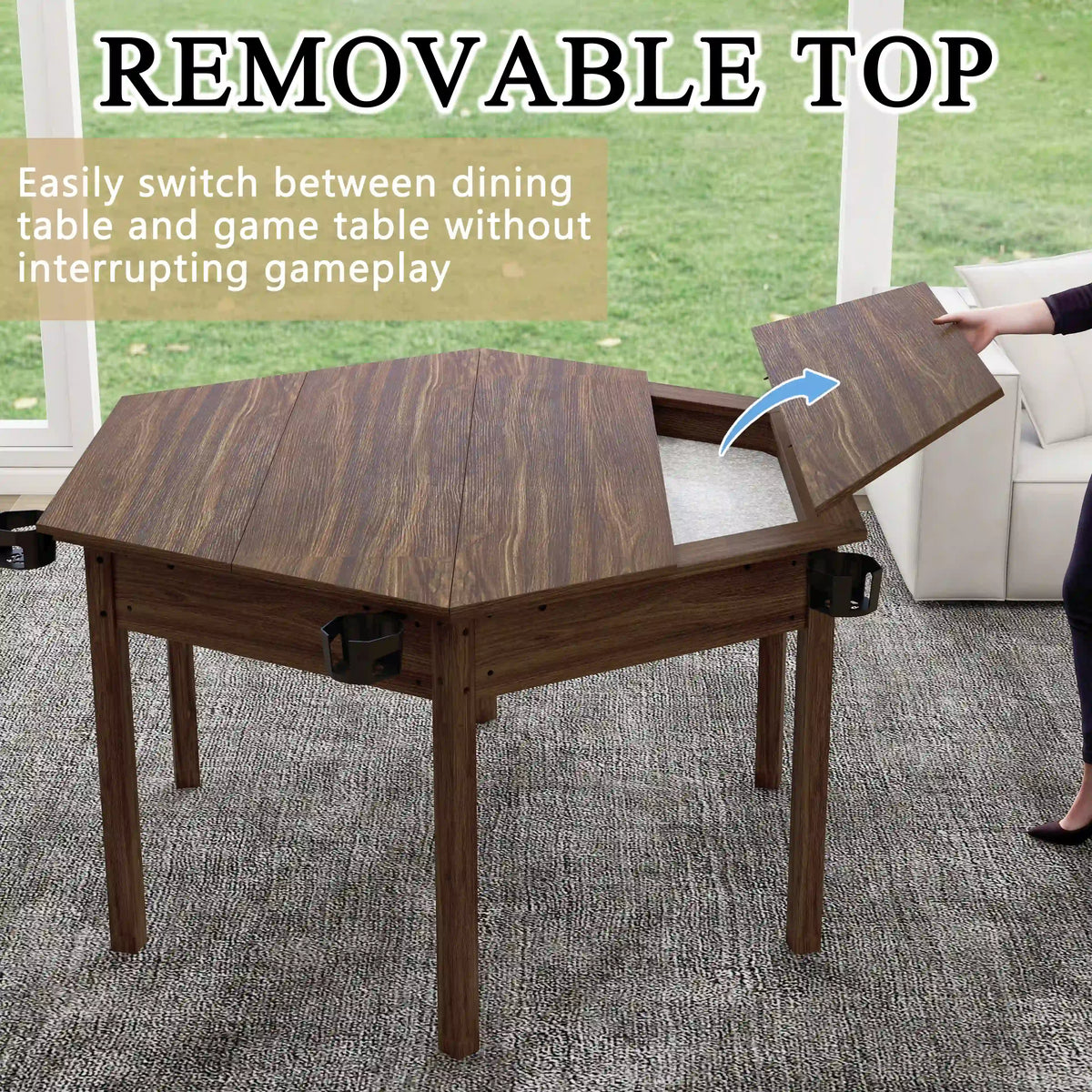 Tabletop Gaming Table – Wooden – Desktop Chess – board game table Board Game Table / Game Table for 6 Players, Hexagon