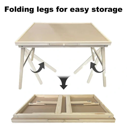 Tabletop Gaming Table – Wooden – Puzzle Sandbox – 27-Inch Tall Wooden Folding Puzzle Table with Foldable Legs
