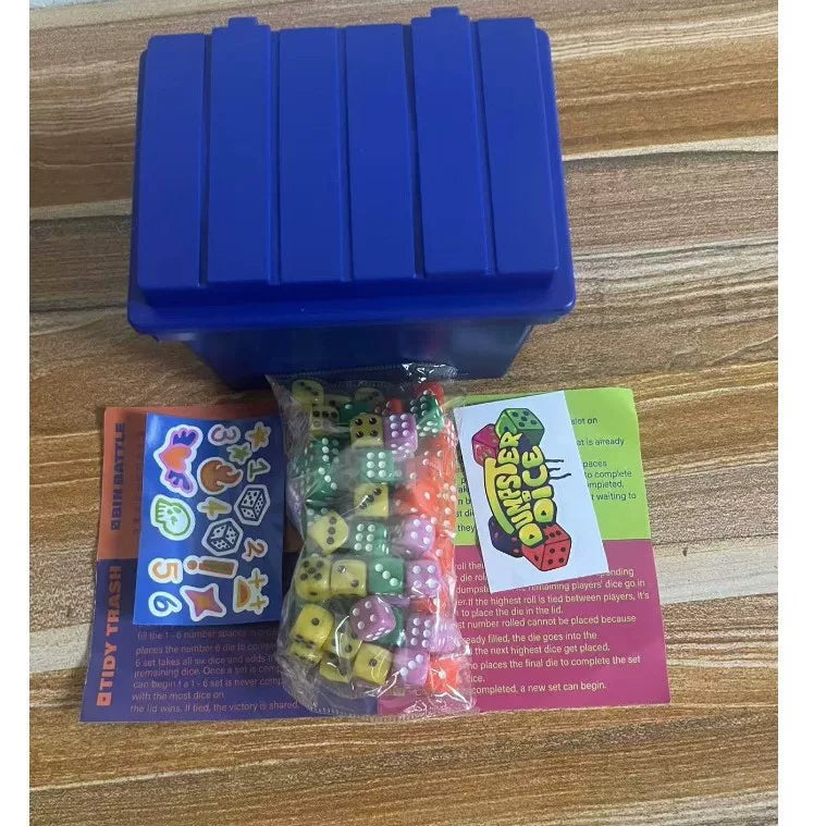Trash Family Acrylic D6 Dice – Fast-paced family dice game | Fun 4-player board and dice game with trash cans