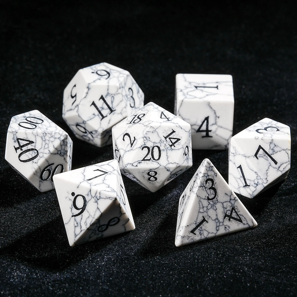 Turquoise Howlite Natural Stone RPG Dice Set
