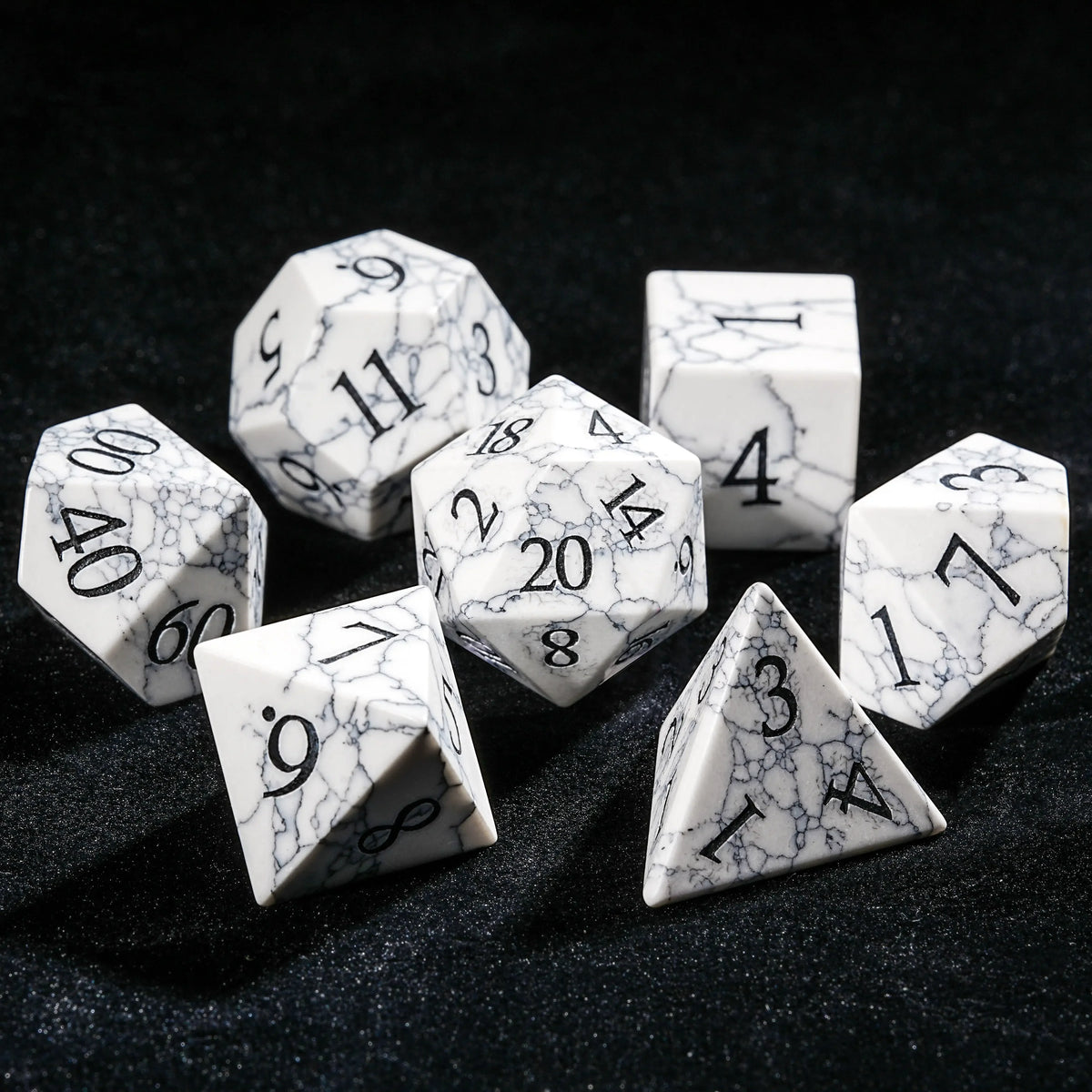 Turquoise Howlite Natural Stone RPG Dice Set