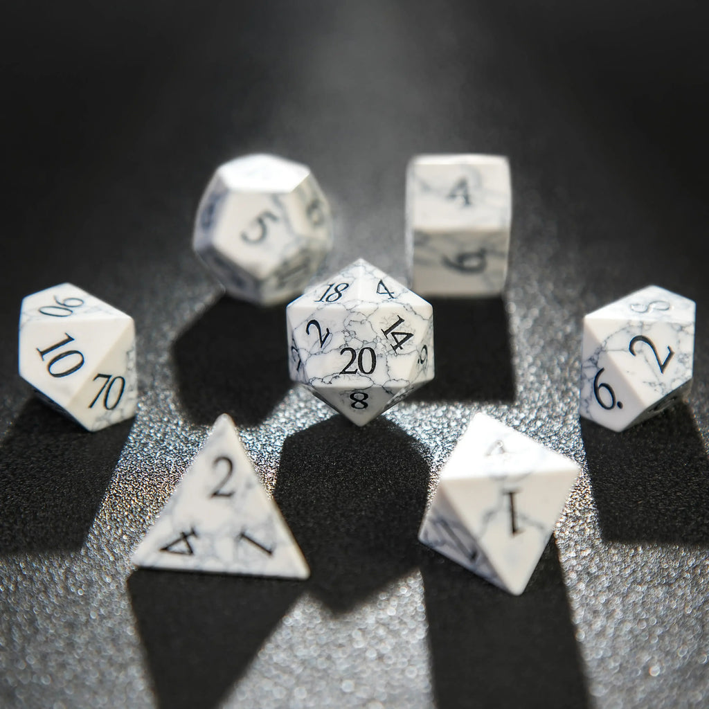 Turquoise Howlite Natural Stone RPG Dice Set – alternate product view