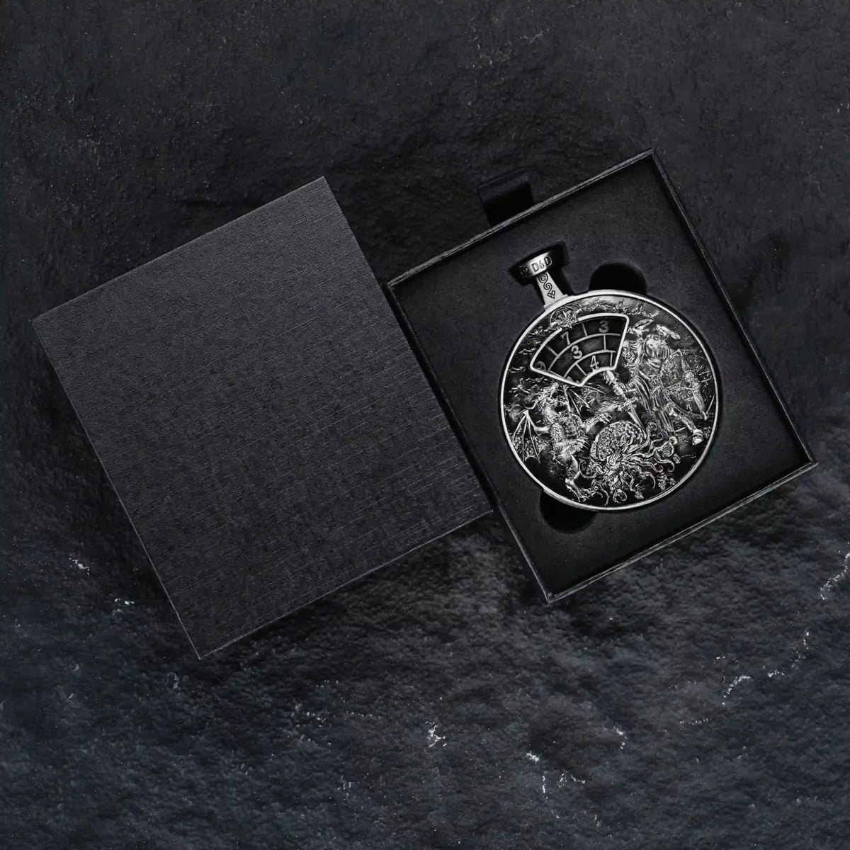 Pocket Watch Metal Spinner Dice Set – Unique Metal DND Spinning Dice Pocket Watch