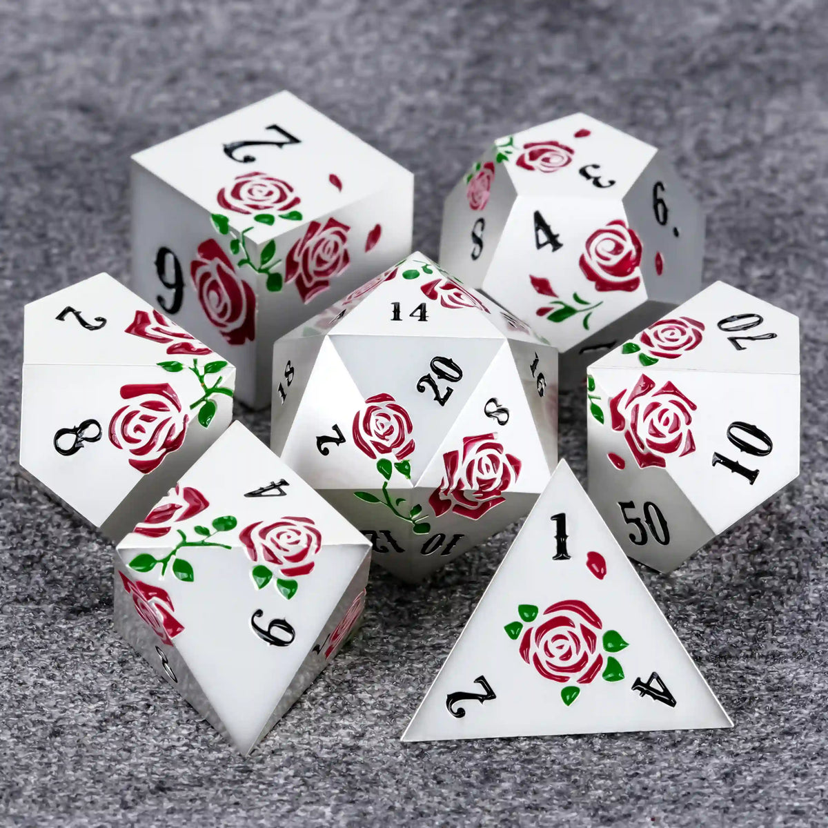 Metal DND Dice Set – Valentine's Day DND Dice Gift - Rose Metal Dice Set