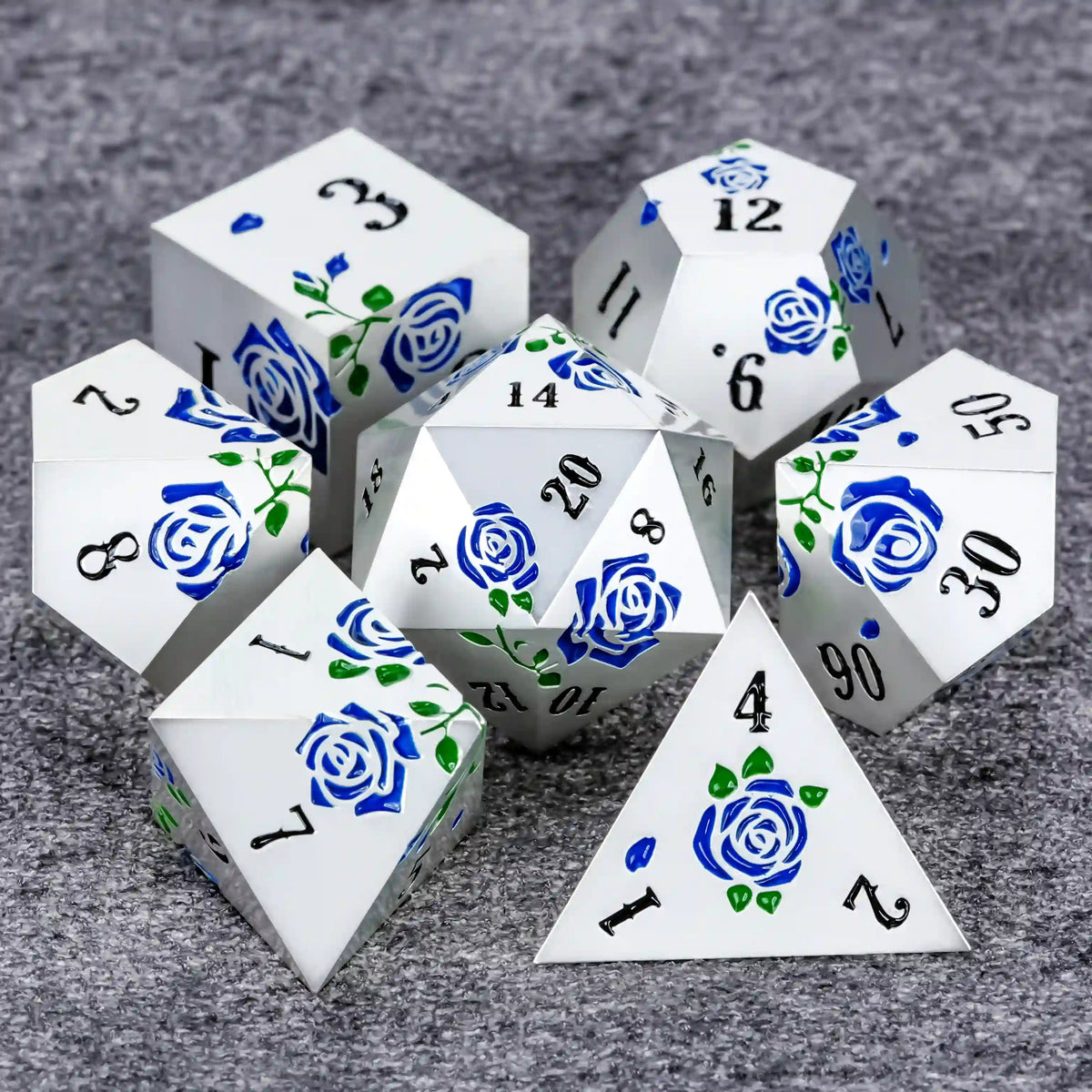 Metal DND Dice Set – Valentine's Day DND Dice Gift - Rose Metal Dice Set