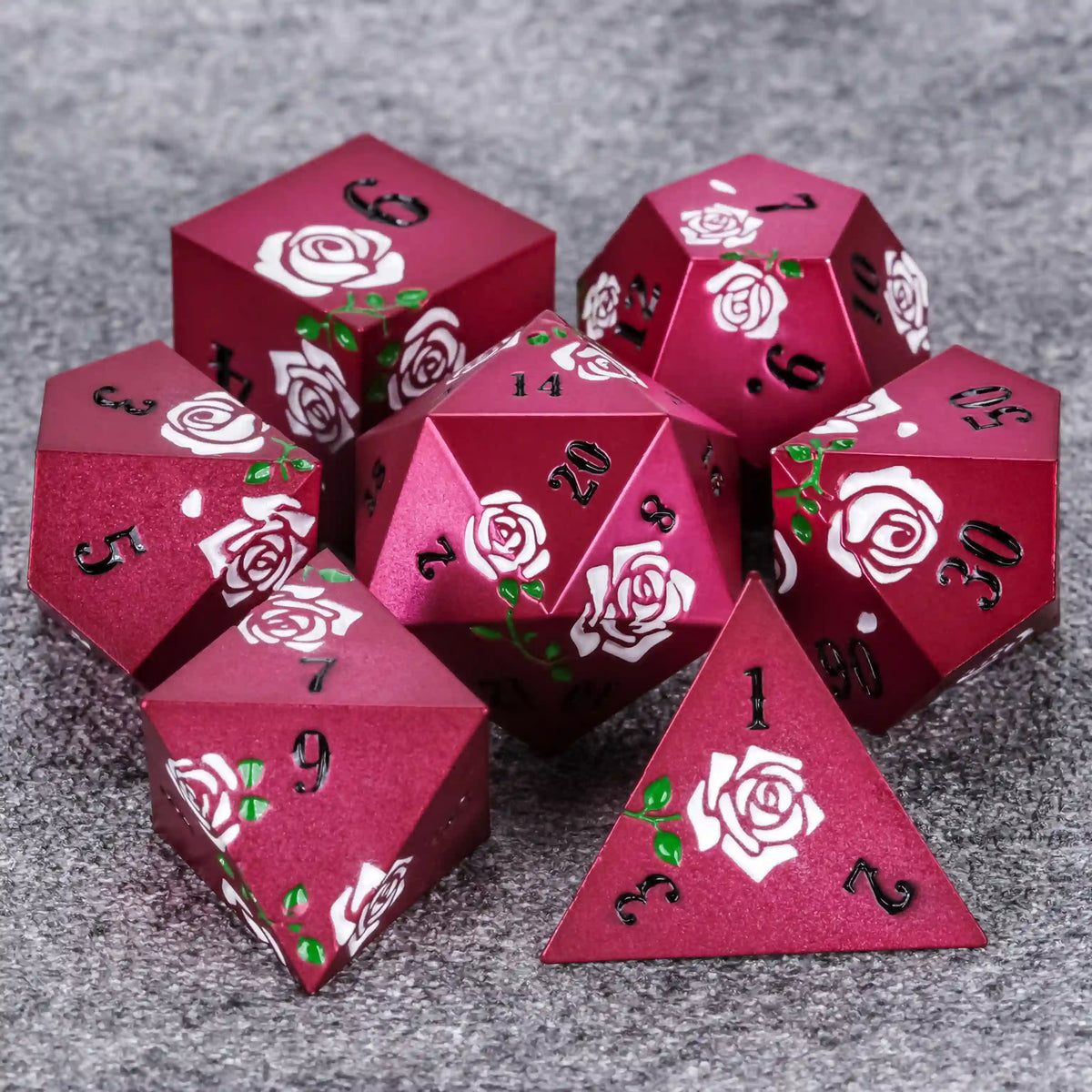 Metal DND Dice Set – Valentine's Day DND Dice Gift - Rose Metal Dice Set