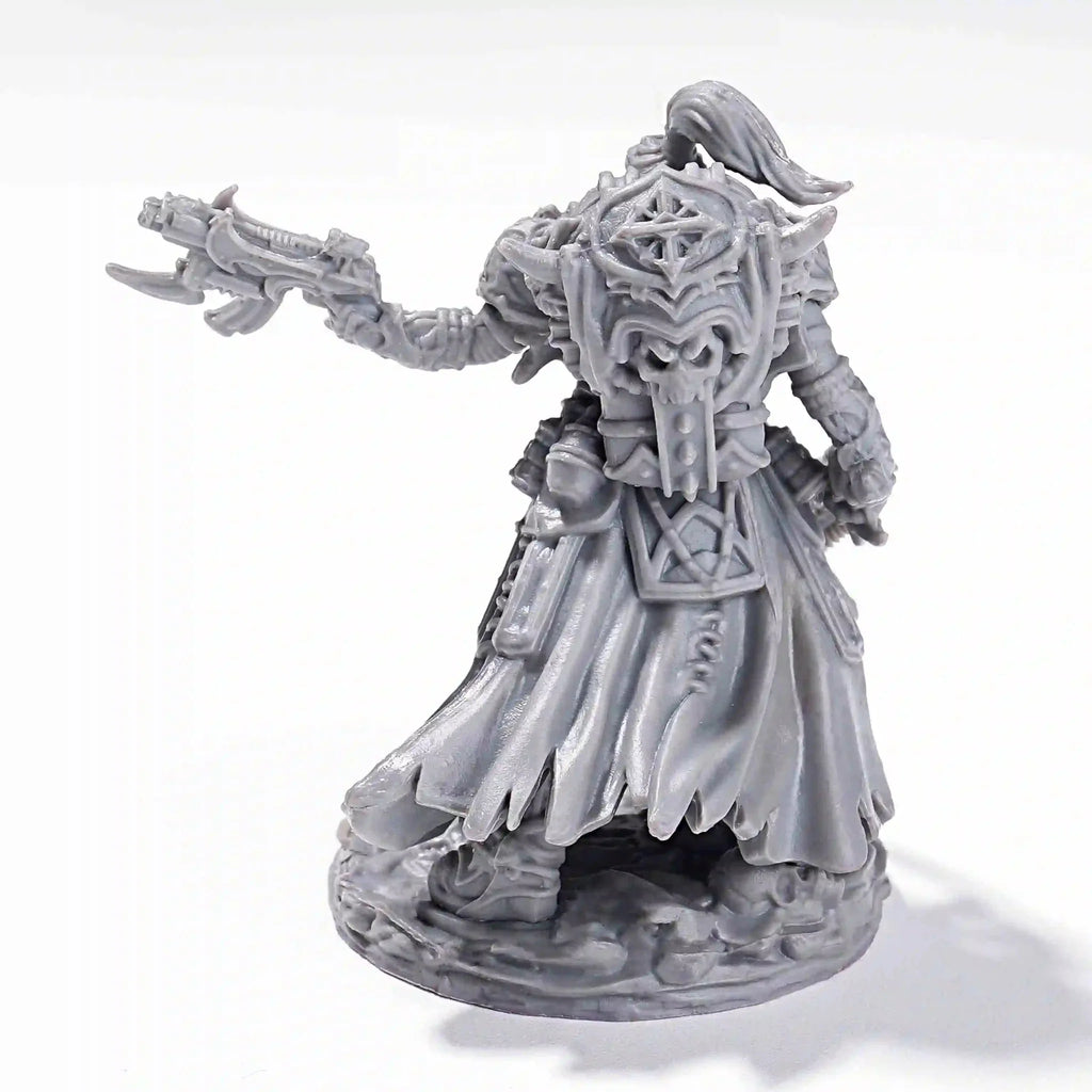 Valkyrie RPG Miniature – 3D-Printed Tabletop Model – 3D printed Valkyrie RPG miniature model holding a gun and stepping