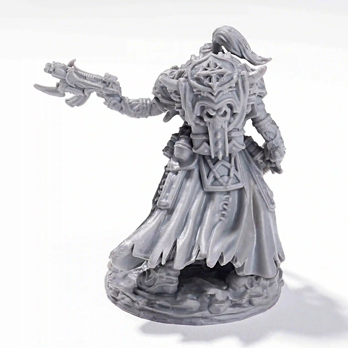 Valkyrie RPG Miniature – 3D-Printed Tabletop Model – 3D printed Valkyrie RPG miniature model holding a gun and stepping