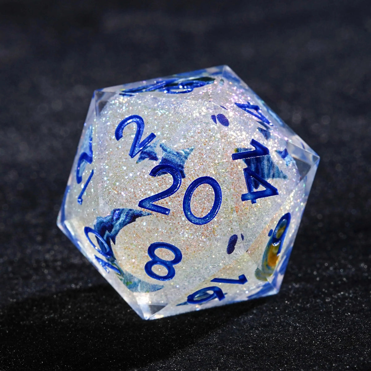 Van Gogh Resin DND Dice Set – Blue Resin Solid Van Gogh DND Dice Set + Blue Numbers