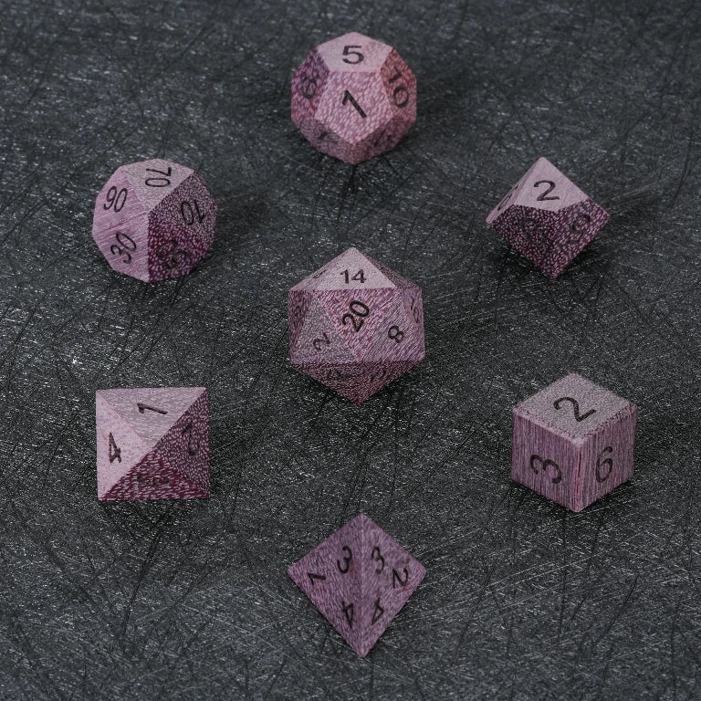 Violet Acrylic DND Dice Set – Violet Wood D&D Dice Set