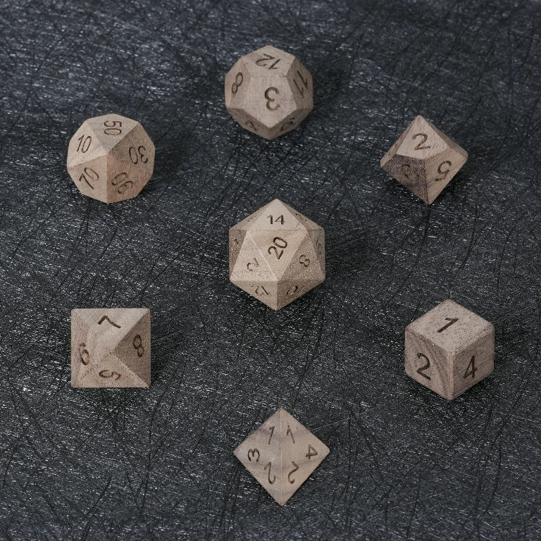 Walnut Acrylic DND Dice Set – Black Walnut DND Dice Set
