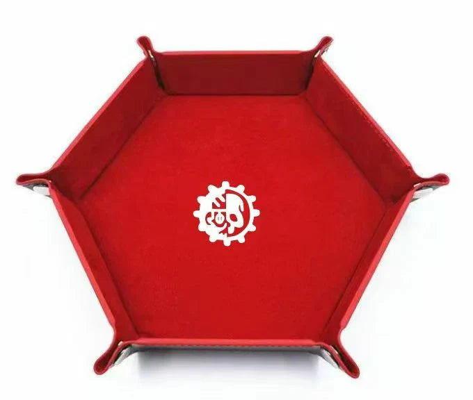 Warhammer 40K Dice Tray – Leather – Adeptus Mechanicus – Warhammer 40K Adeptus Mechanicus Red Leather Dice Tray