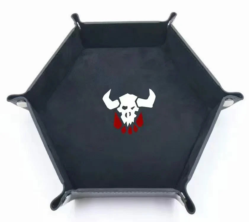 Warhammer 40k Dice Tray – Leather – Ork – Personalized Design 1 – Warhammer 40K Ork Black Leather Dice Tray