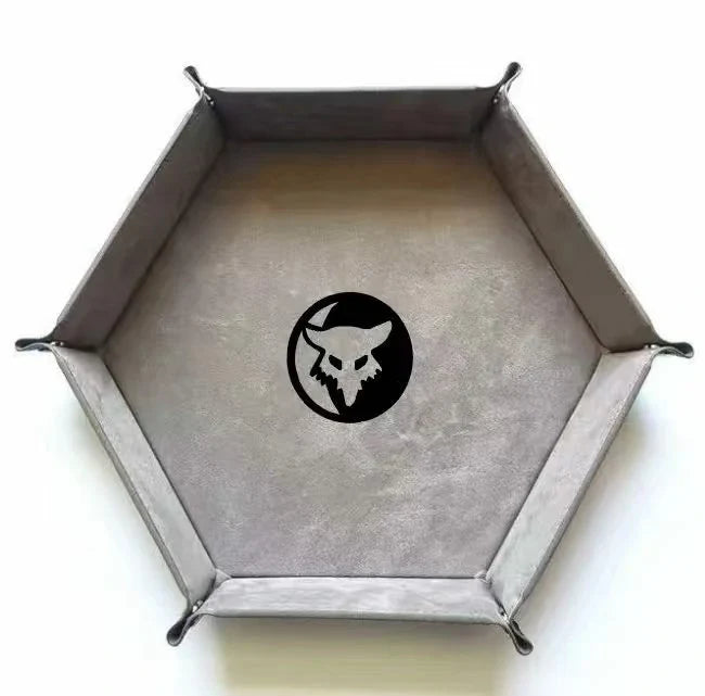 Warhammer 40K Dice Tray – Leather – Wolves Grey – Warhammer 40K Space Wolves Grey-Brown Leather Dice Tray