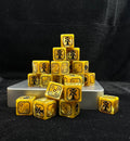 Acrylic D6 Dice – Swirl Pearlescent – Warhammer 40K Imperial Guard Yellow Acrylic D6 Dice Set of 10 — Pyramid Display