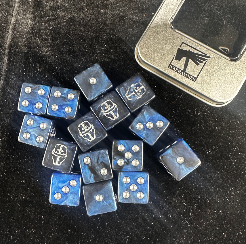 Acrylic RPG Dice Set – Warhammer 40K Imperial Knight Acrylic D6 Dice set with metal storage tin box