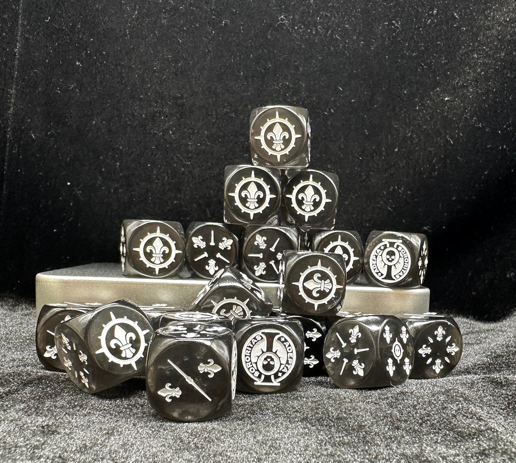 Acrylic D6 Dice – Sisters Battle – Warhammer 40K Sisters of Battle Acrylic D6 Dice Set of 20 — Scattered Display with