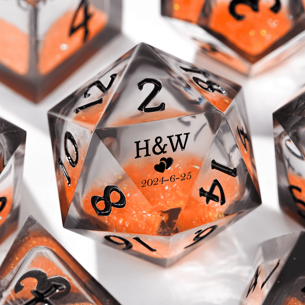 Wedding Liquid Core Dice Set – Custom Liquid Core Wedding Dice Unique Wedding Anniversary Gift Exclusive Engraving