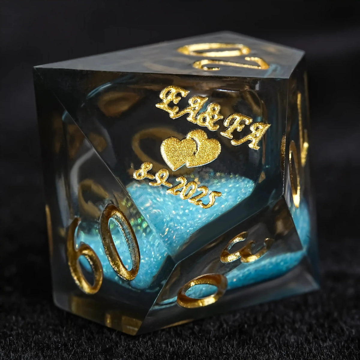 Wedding Liquid Core Dice Set – Customized Liquid Core Wedding D10 Dice: A unique wedding anniversary gift, engraved