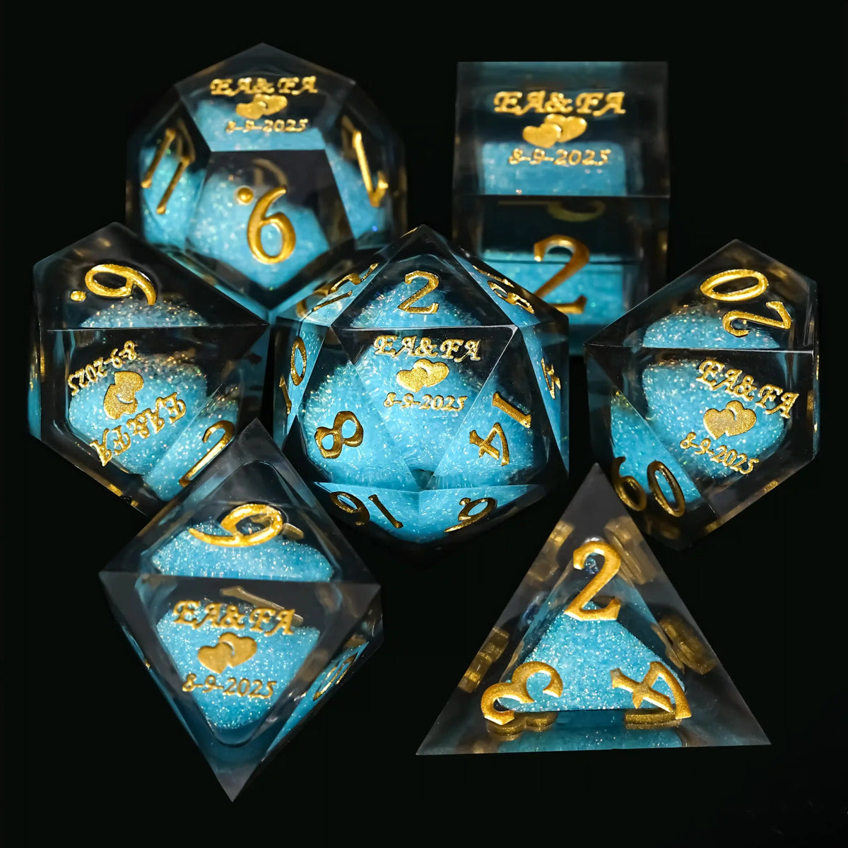 Wedding Liquid Core Dice Set – Customized wedding dice, engraved with personalized messages – a perfect wedding