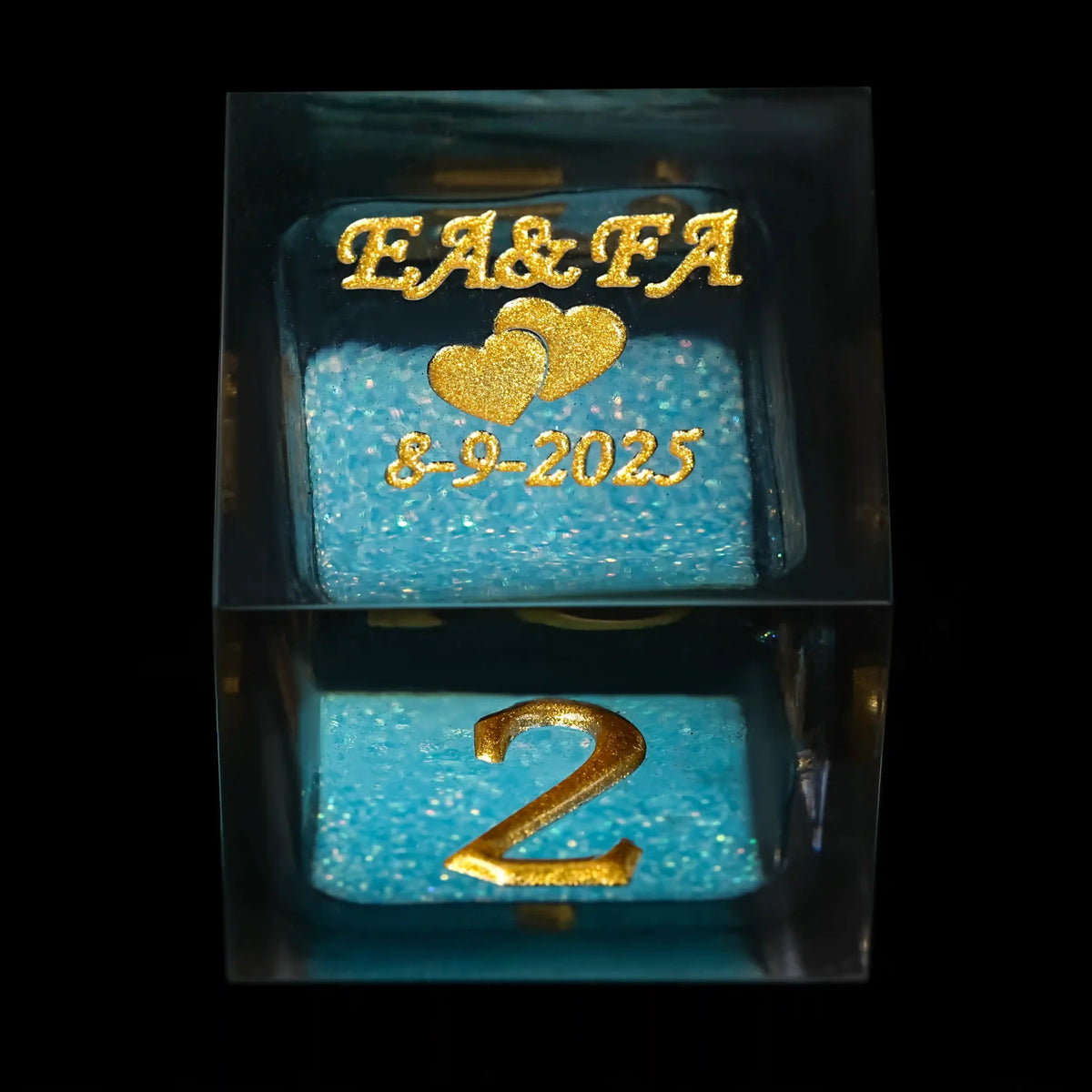 Wedding Liquid Core Dice Set – Customized liquid core wedding dice, a unique wedding anniversary gift with personalized