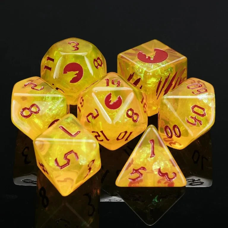 Werewolf Resin RPG Dice Set – Kickstarter Halloween Trickster Dice - Kickstarter Yellow Resin DND Dice Set, Engraved