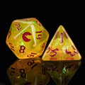 Werewolf Resin RPG Dice Set – Kickstarter Trickster Dice - Yellow Resin Blood Moon Werewolf DND D20 and D4 Dice, Red