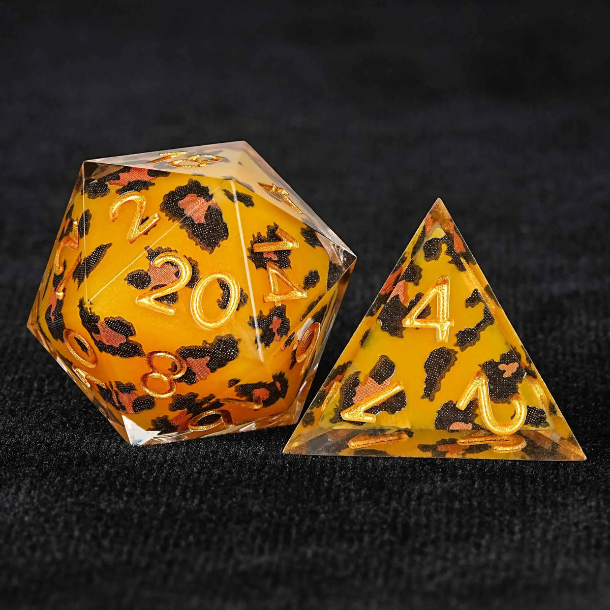 Wild Orange Resin D&D Dice Set – Wild Orange Panther Resin D&D Dice Set