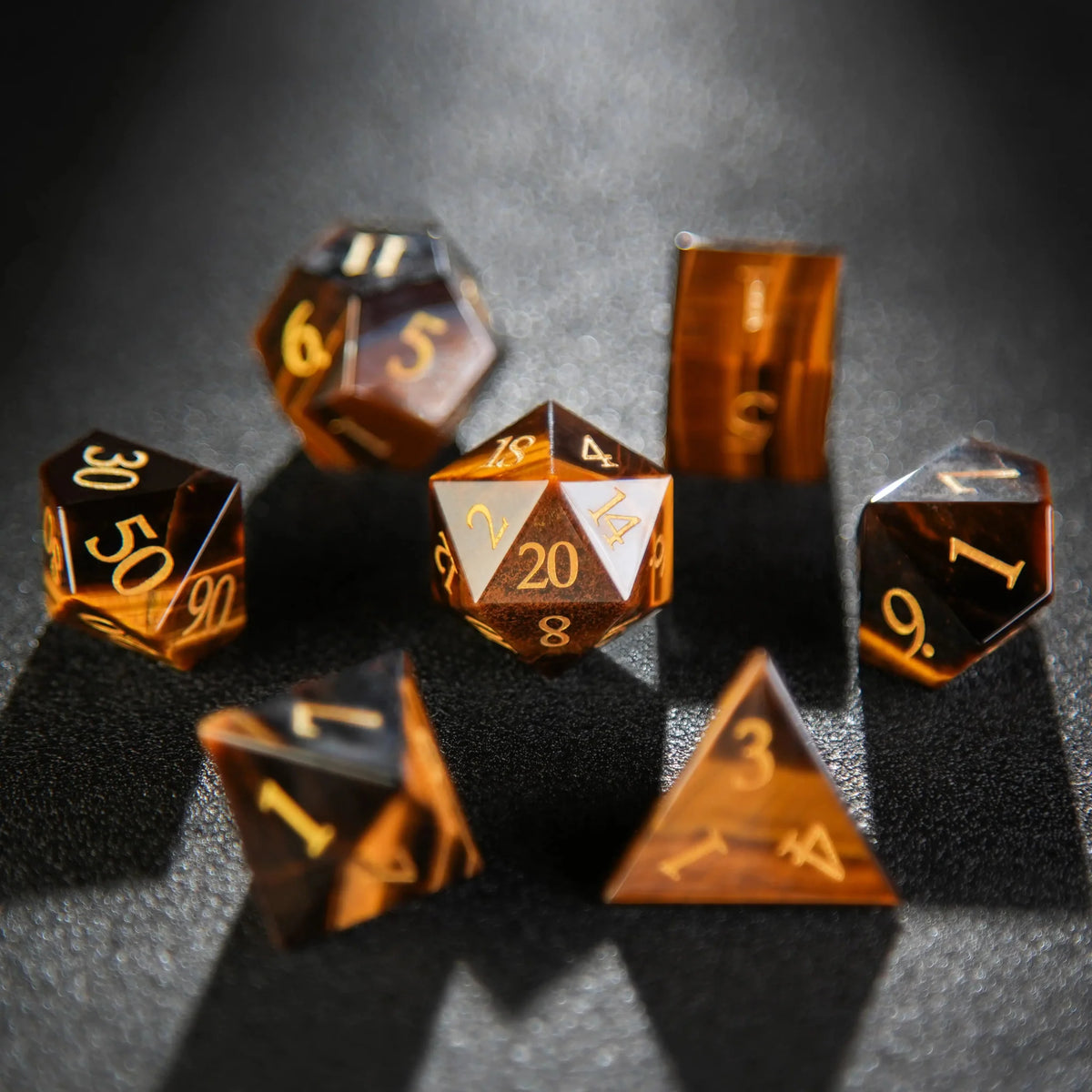 Wild Tribe Natural Stone DND Dice Set – Wild natural tiger eye stone DND dice set