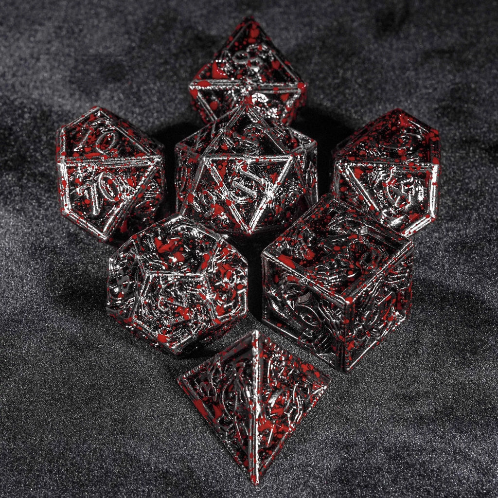 Wizard Metal DND Dice Set – Mystic Wizard - Dark Skeleton Hand Metal DND Dice Set