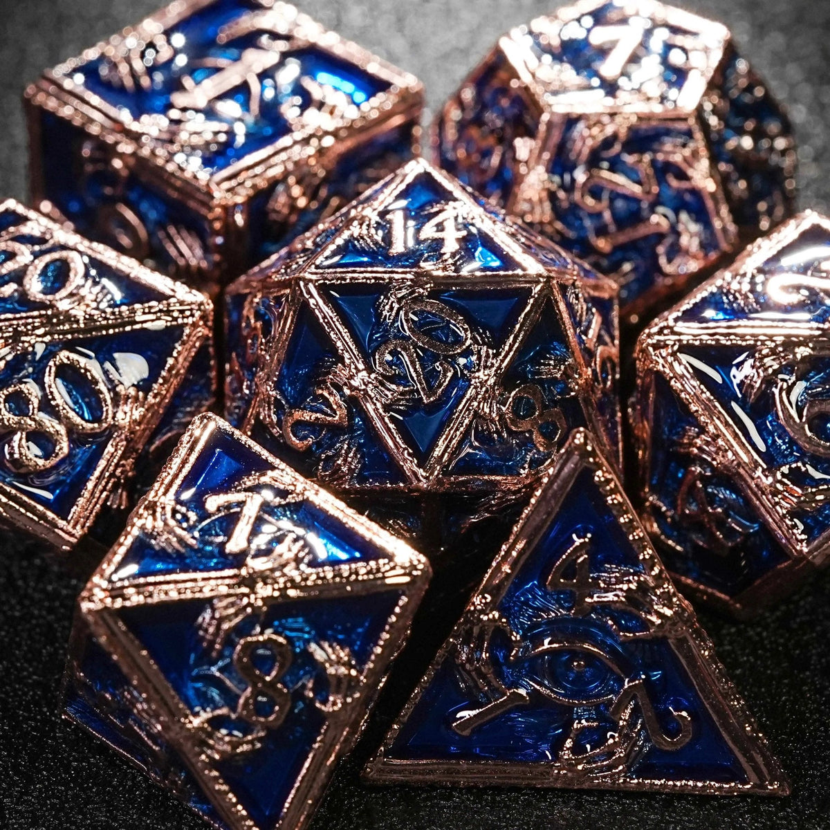 Wizard Metal DND Dice Set – Mystic Wizard - Dark Skeleton Hand Metal DND Dice Set