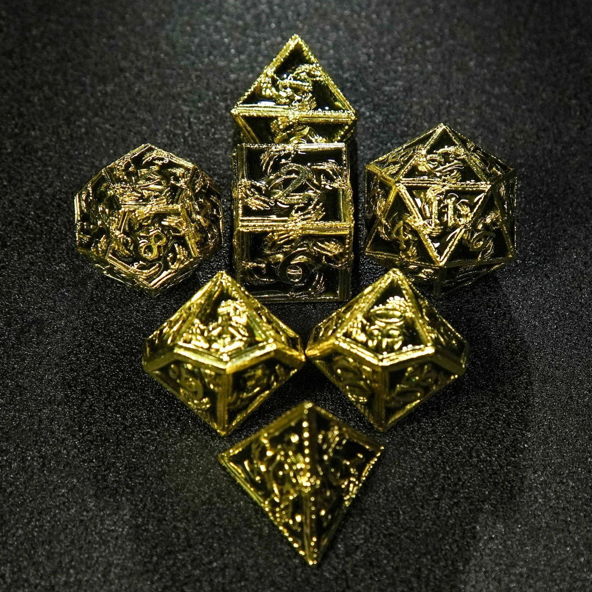 Wizard Metal DND Dice Set – Mystic Wizard - Dark Skeleton Hand Metal DND Dice Set