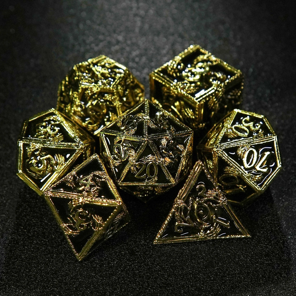 Wizard Metal DND Dice Set – Mystic Wizard - Dark Skeleton Hand Metal DND Dice Set