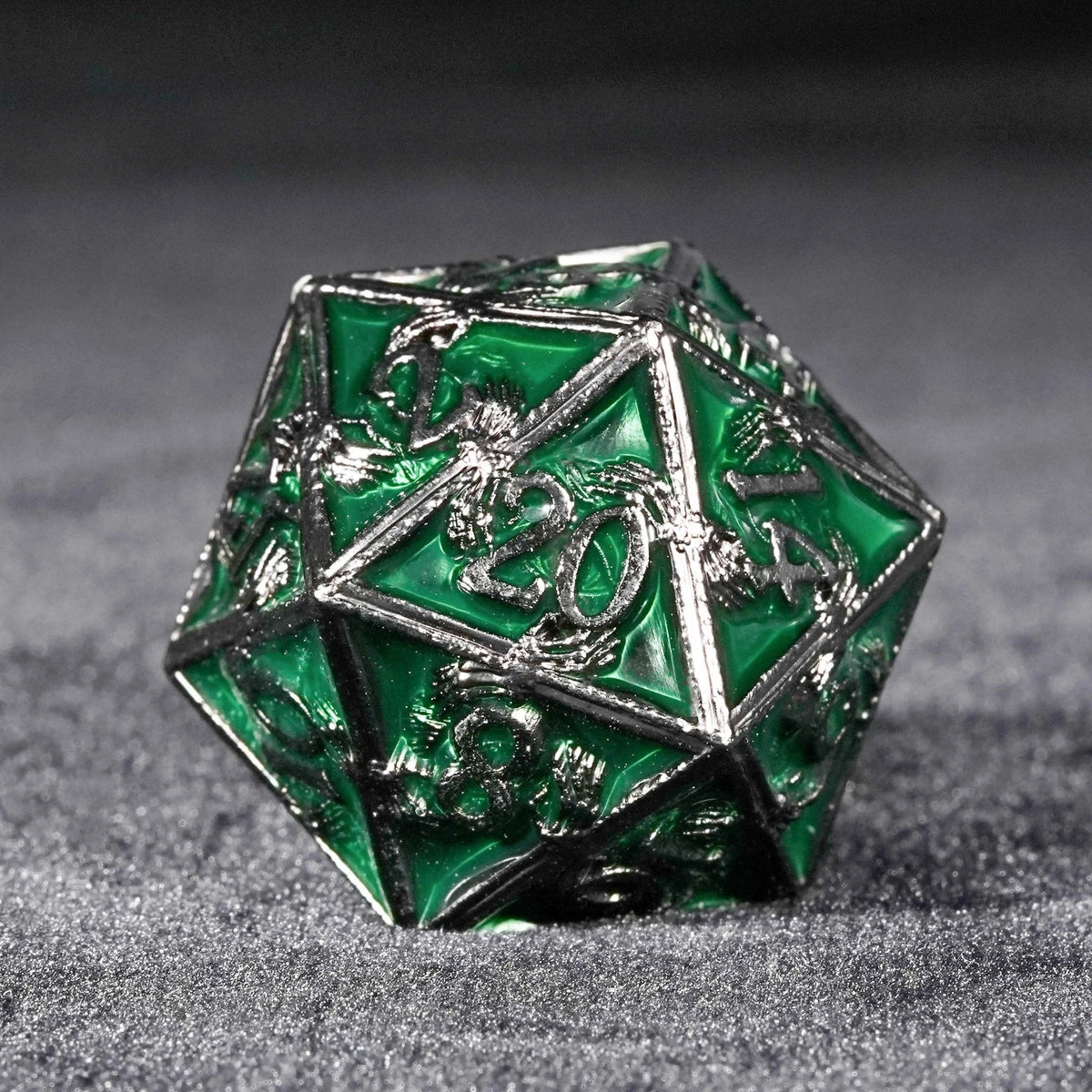 Wizard Metal DND Dice Set – Mystic Wizard - Dark Skeleton Hand Metal DND Dice Set
