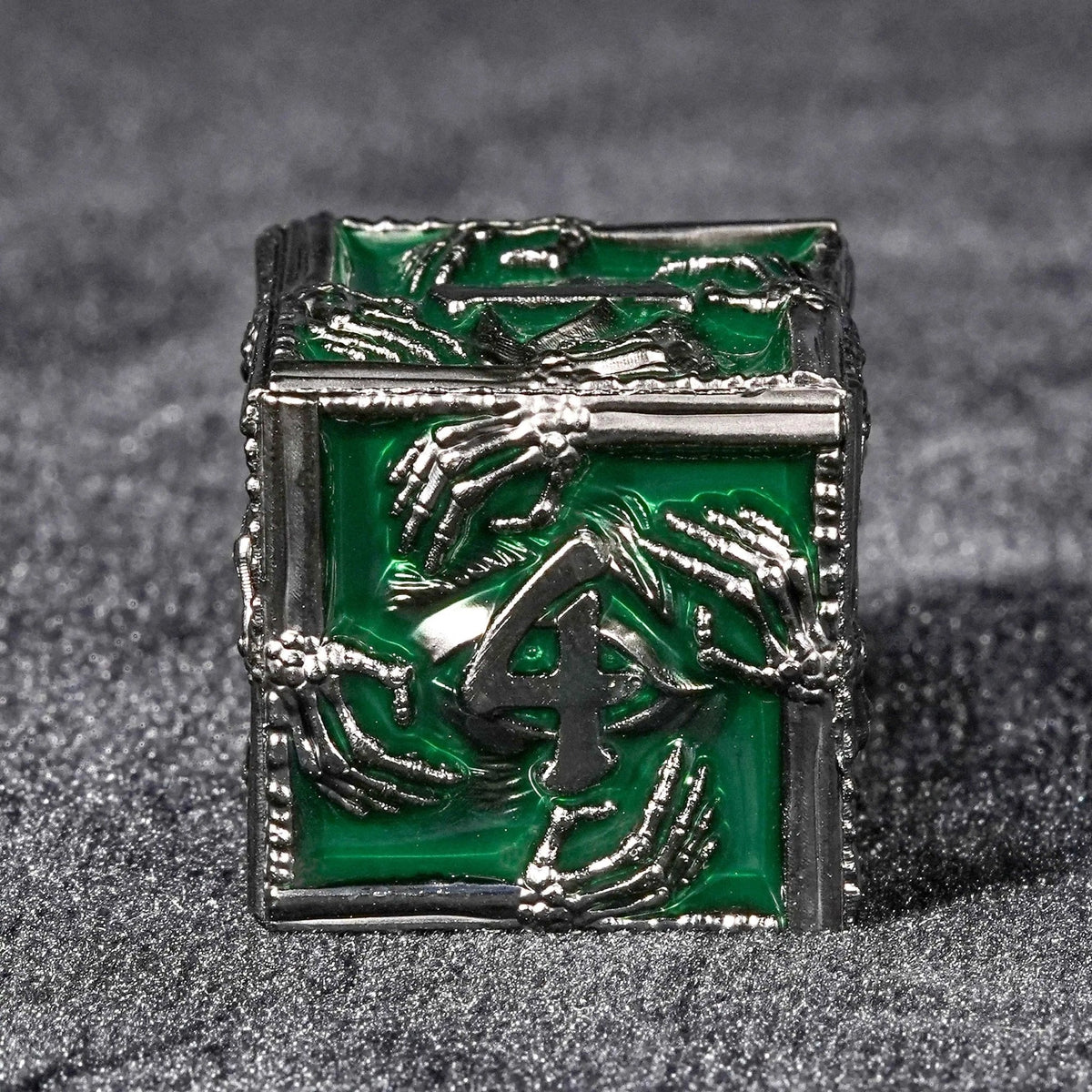 Wizard Metal DND Dice Set – Mystic Wizard - Dark Skeleton Hand Metal DND Dice Set