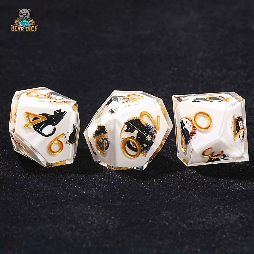 Wizard Resin D10 Dice – Moon Wizard Cat Resin 10 Sided Dice (D10 Dice)