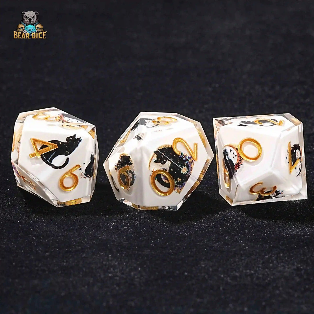 Wizard Resin D10 Dice – Moon Wizard Cat Resin 10 Sided Dice (D10 Dice)
