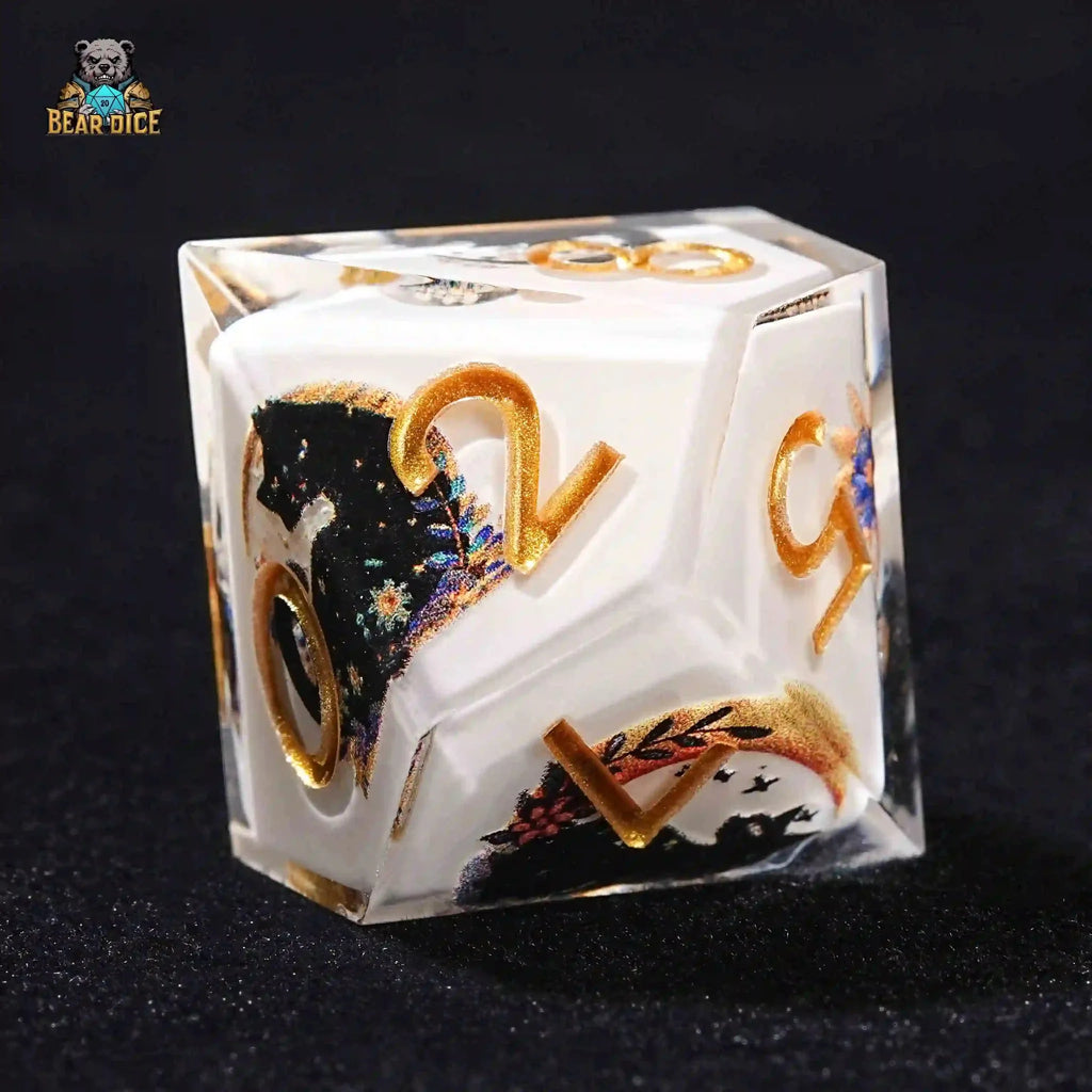 Wizard Resin D10 Dice – Moon Wizard Cat Resin 10 Sided Dice (D10 Dice)