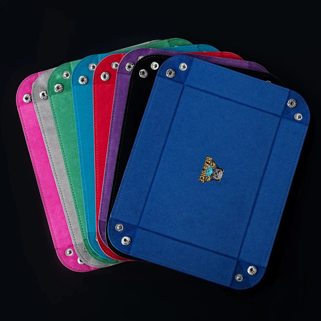 World Cup Dice Tray – Leather – Four Corner Folding - Velvet Dice Pad Leather dnd Game Dice Tray